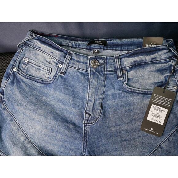 True Religion Rocco Moto Medium Wash Mens Denim Jeans  NWT MSRP $ 219 sz 30 x 34 - Picture 1 of 6
